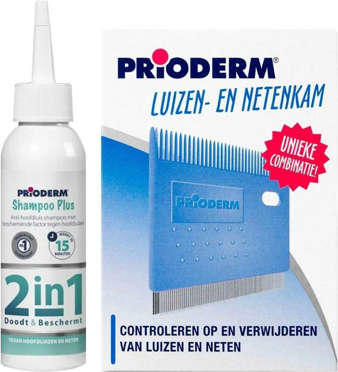 Prioderm Shampoo Plus + Luizen- En Netenkam Pakket 3 Prioderm Shampoo Plus + Luizen- En Netenkam Pakket