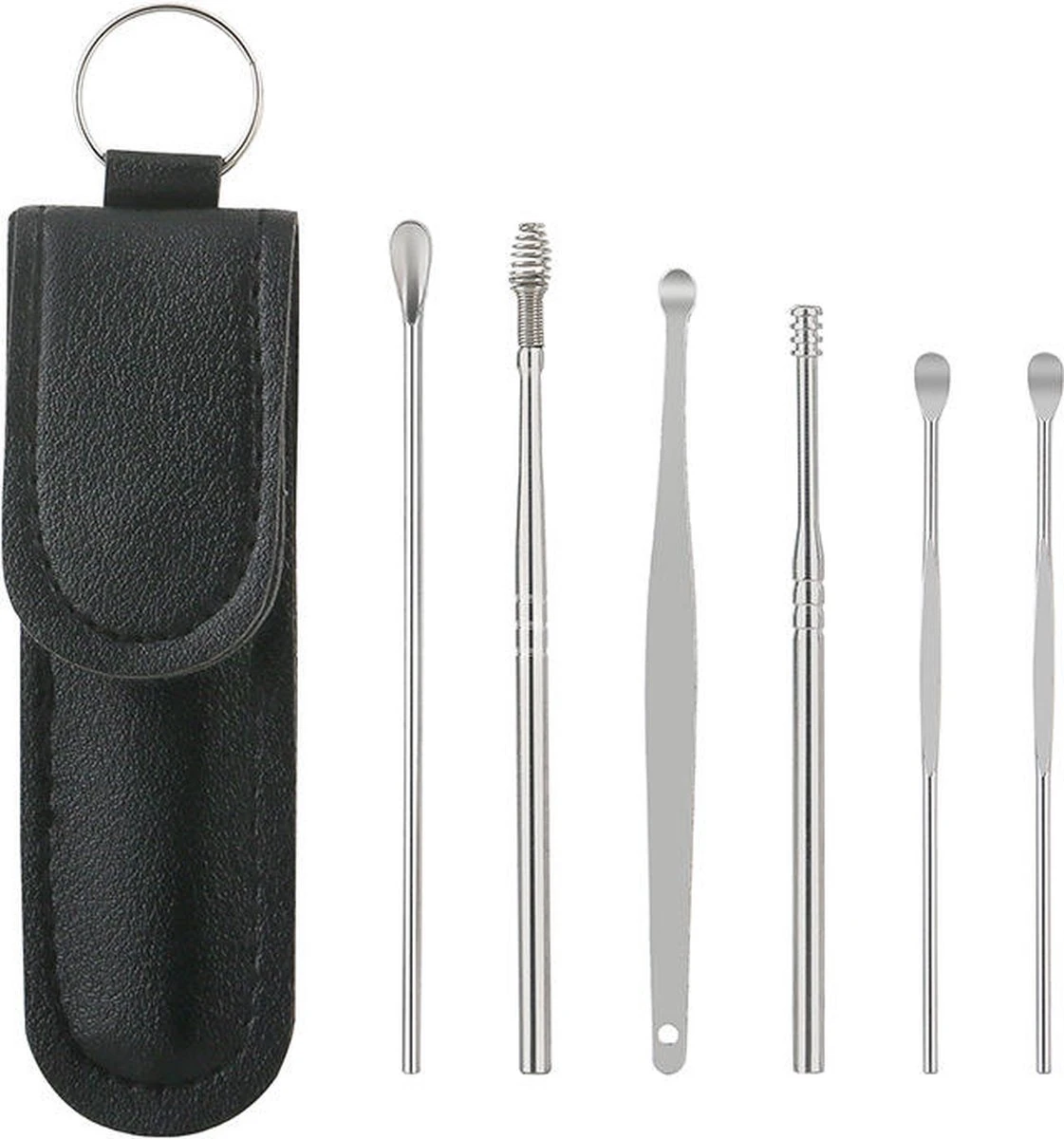 Triple J® Oorsmeer Verwijderaar Set - Oorverzorging - 6-delige Set - RVS - Zwart 4 Triple J® Oorsmeer Verwijderaar Set - Oorverzorging - 6-delige Set - RVS - Zwart - Afbeelding 2