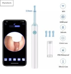 SFproducts Oorsmeer Verwijderaar - Oorreiniger- Schone Oren- Otoscoop- Oorsmeer Verwijderaar Elektrisch- Veilig Met App- Oorreiniger Met Camera