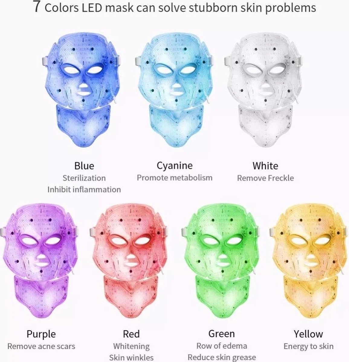 Led Gezichtsmasker Anti Rimpel Huidverzorging – Lichttherapie – Litteken Verwijderaar – Skin Cleanser – Huidverzorgings Masker – Gezichtsbehandeling – Anti Aging Masker – Huidverzorg - Huidverjongingsapparaat 14 Led Gezichtsmasker Anti Rimpel Huidverzorging – Lichttherapie – Litteken Verwijderaar – Skin Cleanser – Huidverzorgings Masker – Gezichtsbehandeling – Anti Aging Masker – Huidverzorg - Huidverjongingsapparaat - Afbeelding 12