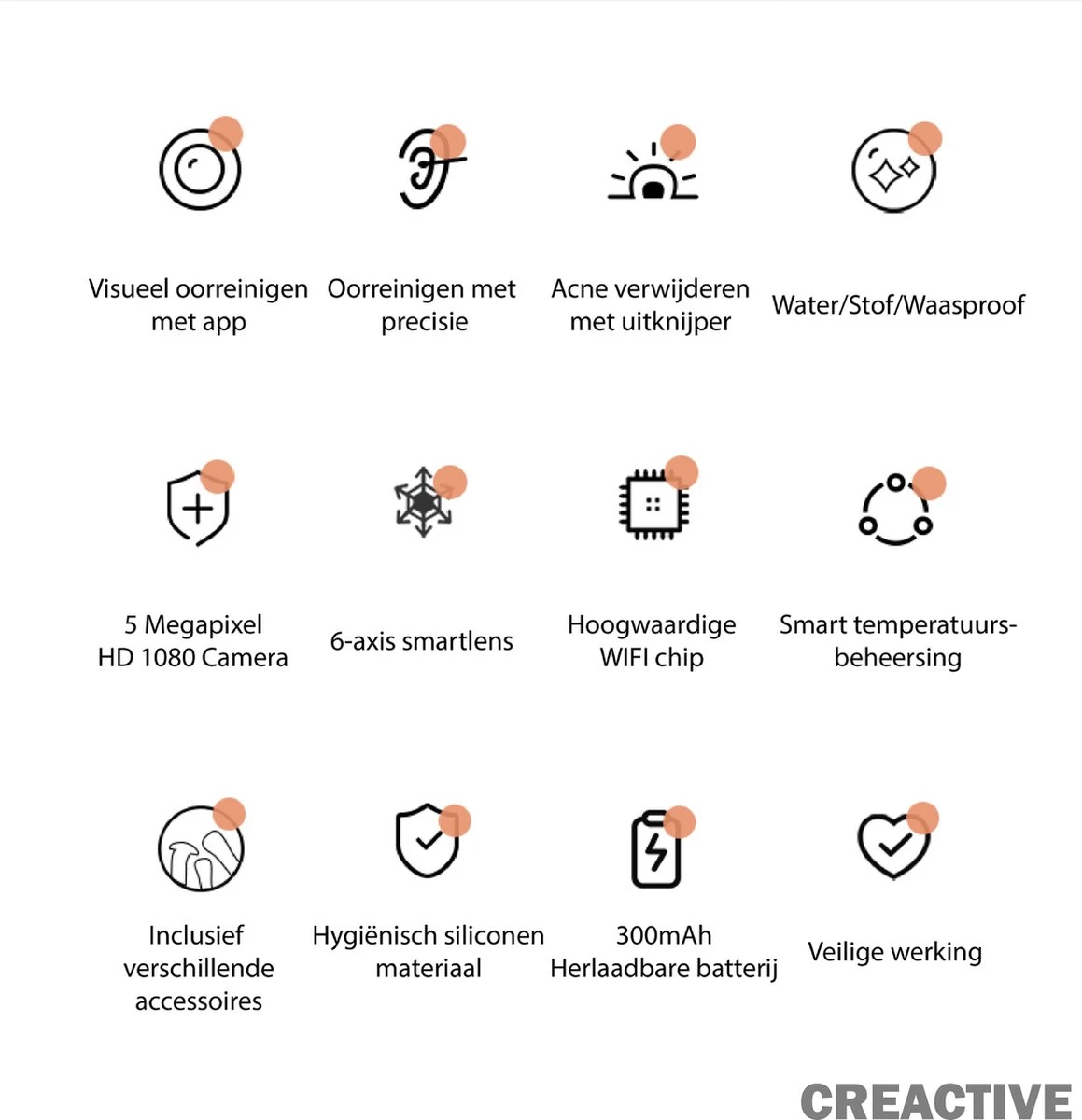 Creactive® - BeBird® T15 - Oorreiniger Otoscoop Oorsmeer En Acne Verwijderaar - Oorreiniging Met Camera, Lamp En App Op Smartphone - Veilig, Comfortabel, Makkelijk En Zuiver - Oorspuit Spiraalvormig 14 Creactive® - BeBird® T15 - Oorreiniger Otoscoop Oorsmeer En Acne Verwijderaar - Oorreiniging Met Camera, Lamp En App Op Smartphone - Veilig, Comfortabel, Makkelijk En Zuiver - Oorspuit Spiraalvormig - Afbeelding 12