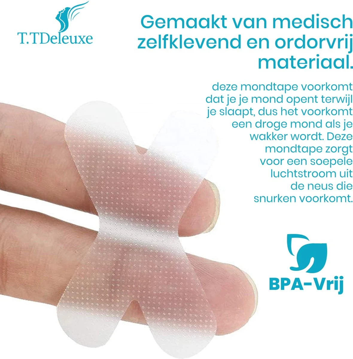 T.TDeluxe® Anti Snurk Pleisters – Mouthtape – Anti Snurk Producten – Mondpleister Tegen Snurken – Anti Snurk Strips, Mondtape, Slaaptape 9 T.TDeluxe® Anti Snurk Pleisters – Mouthtape – Anti Snurk Producten – Mondpleister Tegen Snurken – Anti Snurk Strips, Mondtape, Slaaptape - Afbeelding 7