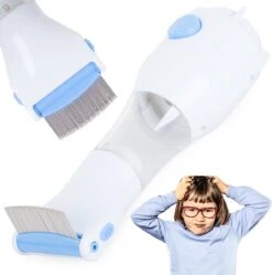 Merkloos Elektrische Luizenkam - Met 2x Filter - Electrische Luizenkammen - Vlooienkam - Incl Schoonmaak Kwastje - Voor Zowel Mensen Als Voor Dieren Geschikt
