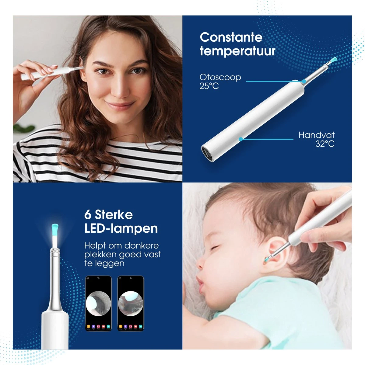 Oorsmeer Verwijderaar - Oorreiniger - Met Camera - Verbind Via WiFi - Wit 6 Oorsmeer Verwijderaar - Oorreiniger - Met Camera - Verbind Via WiFi - Wit - Afbeelding 4