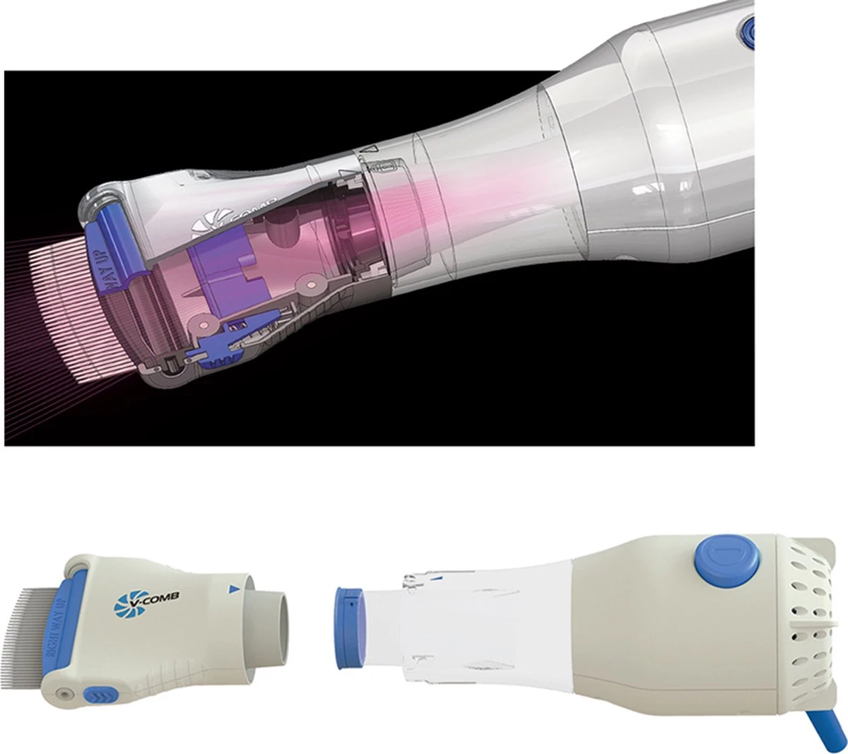 Electrische Luizenkam Met 2x Filter & Zuigreiniger - Voor Mens & Dier 5 Electrische Luizenkam Met 2x Filter & Zuigreiniger - Voor Mens & Dier - Afbeelding 3