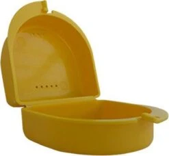 Merkloos Gebitsbakje Voor Protheses, Beugels, Bitjes - Geel - Medium