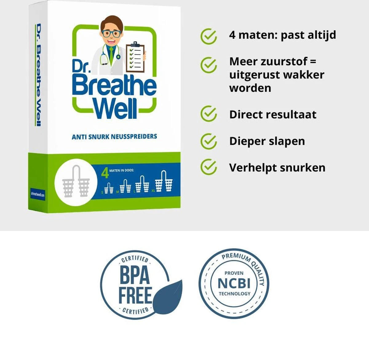 Dr. Breathe Well – 4 Maten Anti Snurk Neusspreider 4 Dr. Breathe Well – 4 Maten Anti Snurk Neusspreider - Afbeelding 2