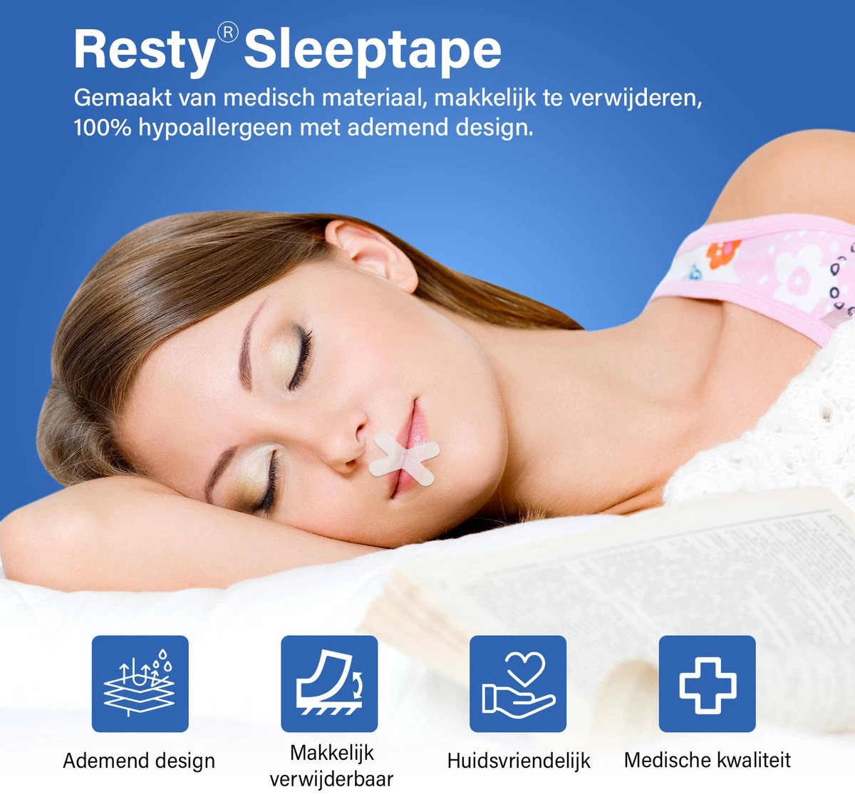 Resty® Sleeptape - Anti-Snurk Mondpleisters - 60 Stuks - Bevordert Neusademhaling - Antisnurkstrips - Biohacking - Mondtape Voor Een Betere Nachtrust 7 Resty® Sleeptape - Anti-Snurk Mondpleisters - 60 Stuks - Bevordert Neusademhaling - Antisnurkstrips - Biohacking - Mondtape Voor Een Betere Nachtrust - Afbeelding 5