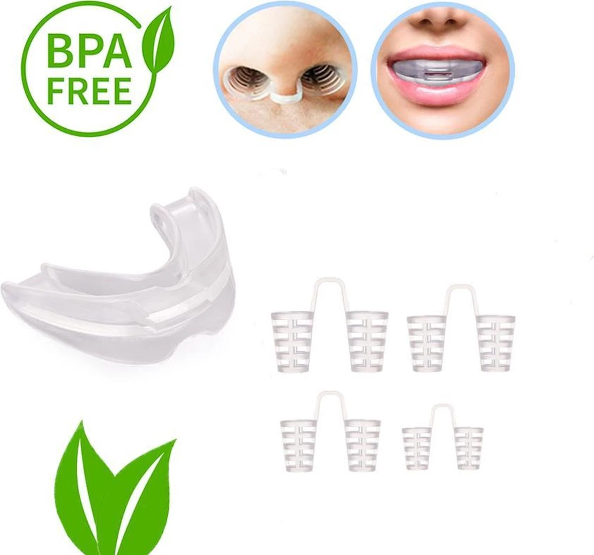 Premium Anti Snurk Set - Anti Snurkbeugel / Bitje - Anti Snurk Clip - Snurken - Slaap Apneu - Opbergcase - Betere Nachtrust - BPA-free 4 Premium Anti Snurk Set - Anti Snurkbeugel / Bitje - Anti Snurk Clip - Snurken - Slaap Apneu - Opbergcase - Betere Nachtrust - BPA-free - Afbeelding 2