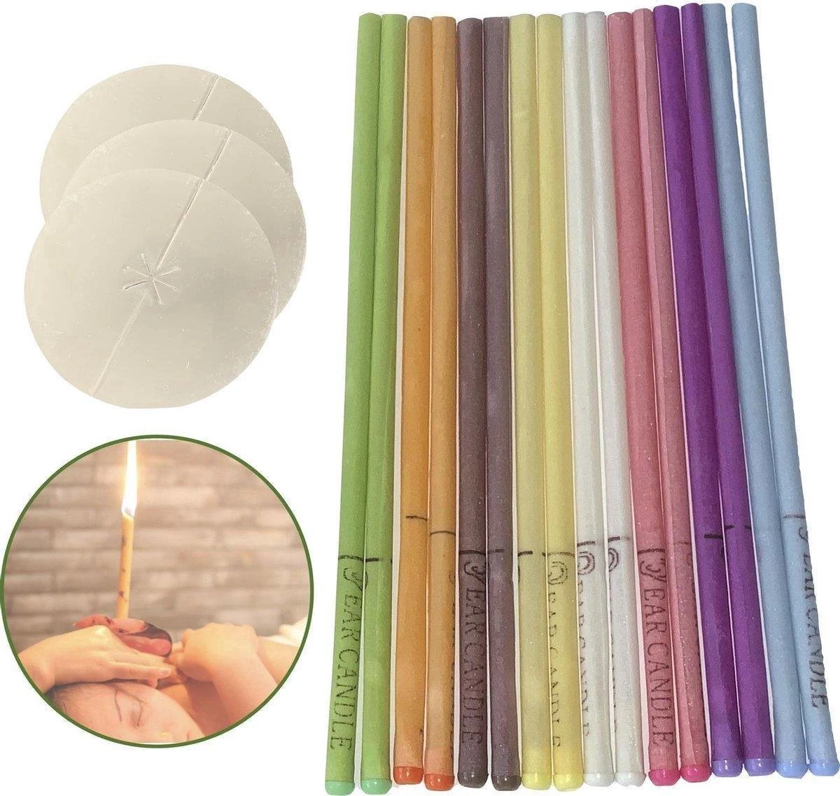 Merkloos Natuurlijke Oorkaarsen Voordeelpakket - 10 Paar - 20 Stuks - Oor Reiniger - Oorsmeer Verwijderaar - 100% Natuurlijke Bijenwas - Earwax Remover - Oorkaars - Multicolored Oorkaars - Scented Beeswax Oorkaars 4 Merkloos Natuurlijke Oorkaarsen Voordeelpakket - 10 Paar - 20 Stuks - Oor Reiniger - Oorsmeer Verwijderaar - 100% Natuurlijke Bijenwas - Earwax Remover - Oorkaars - Multicolored Oorkaars - Scented Beeswax Oorkaars - Afbeelding 2
