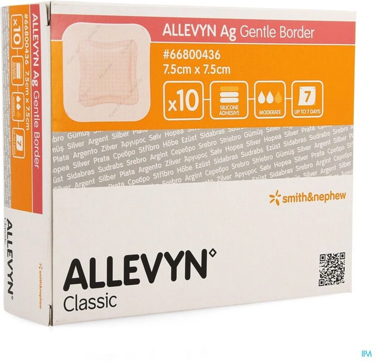 Smith & Nephew Allevyn Ag Gentle Border 7.5cm X 7.5cm 3 Smith & Nephew Allevyn Ag Gentle Border 7.5cm X 7.5cm