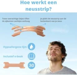 BLAUW® Neusstrips - Neuspleisters - Anti Snurk + E-book - Strips Met Hypoallergene Lijm - 30 Strips- Snurken - Neusstrips Snurken - Breathe Right -Zelfzorg Winkel 1200x1165 4