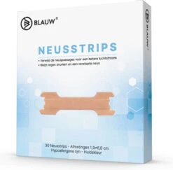 BLAUW® Neusstrips - Neuspleisters - Anti Snurk + E-book - Strips Met Hypoallergene Lijm - 30 Strips- Snurken - Neusstrips Snurken - Breathe Right