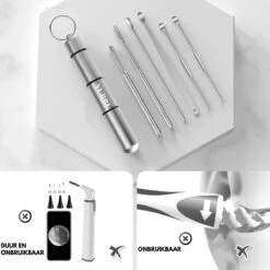 YUBBI™ 9 Delige Oorsmeer Verwijderaar Set - Milieuvriendelijk – Spiraalvormig - Oorreiniger - RVS Ear Cleaner - Zilver - Inclusief Instructies -Zelfzorg Winkel 1200x1199 1