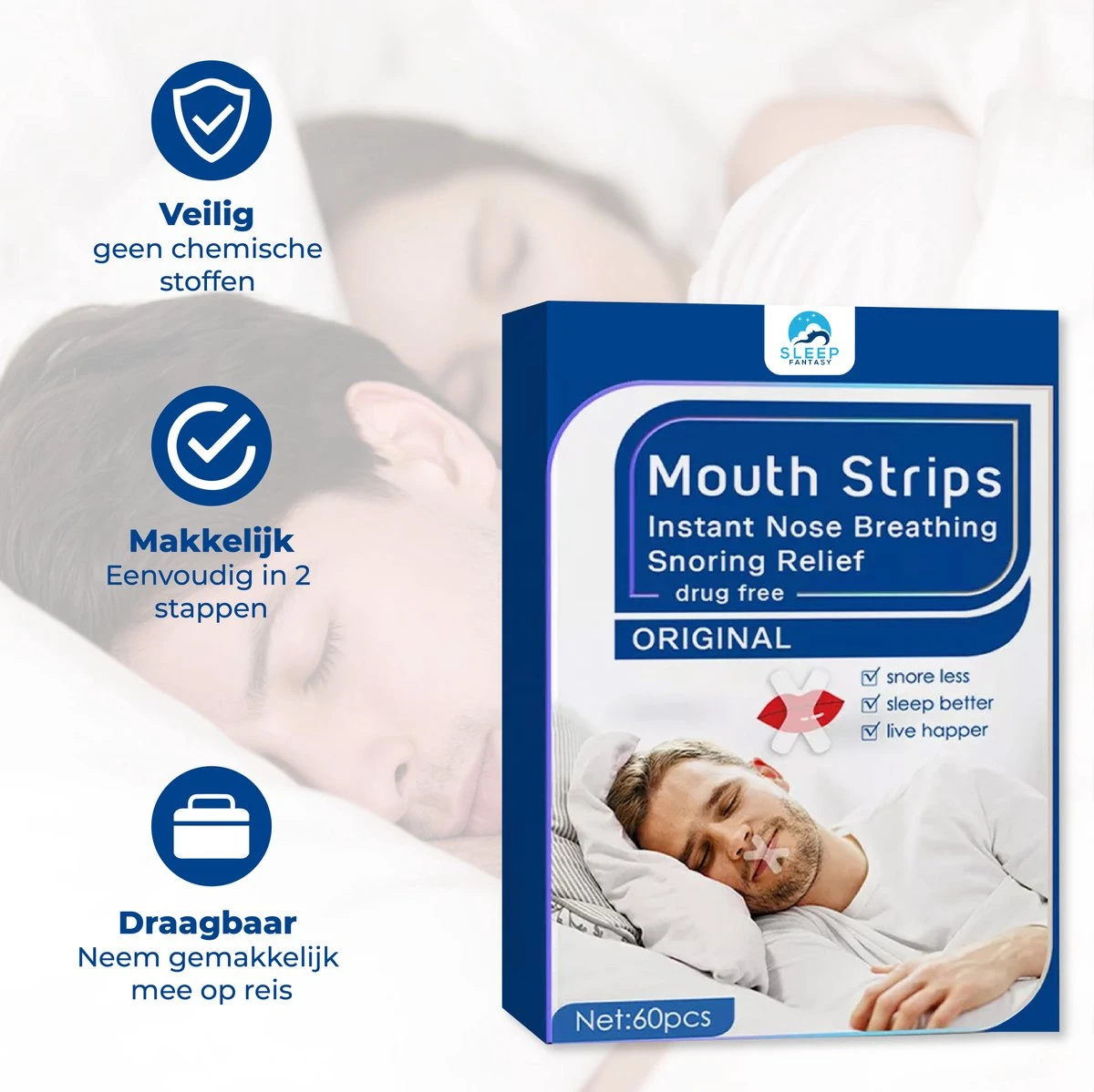 Sleep Fantasy Anti Snurk Strips 60 Stuks – Pleisters – Anti Snurk Producten – Slaap Mondtape – Anti Snurkstrips 7 Sleep Fantasy Anti Snurk Strips 60 Stuks – Pleisters – Anti Snurk Producten – Slaap Mondtape – Anti Snurkstrips - Afbeelding 5