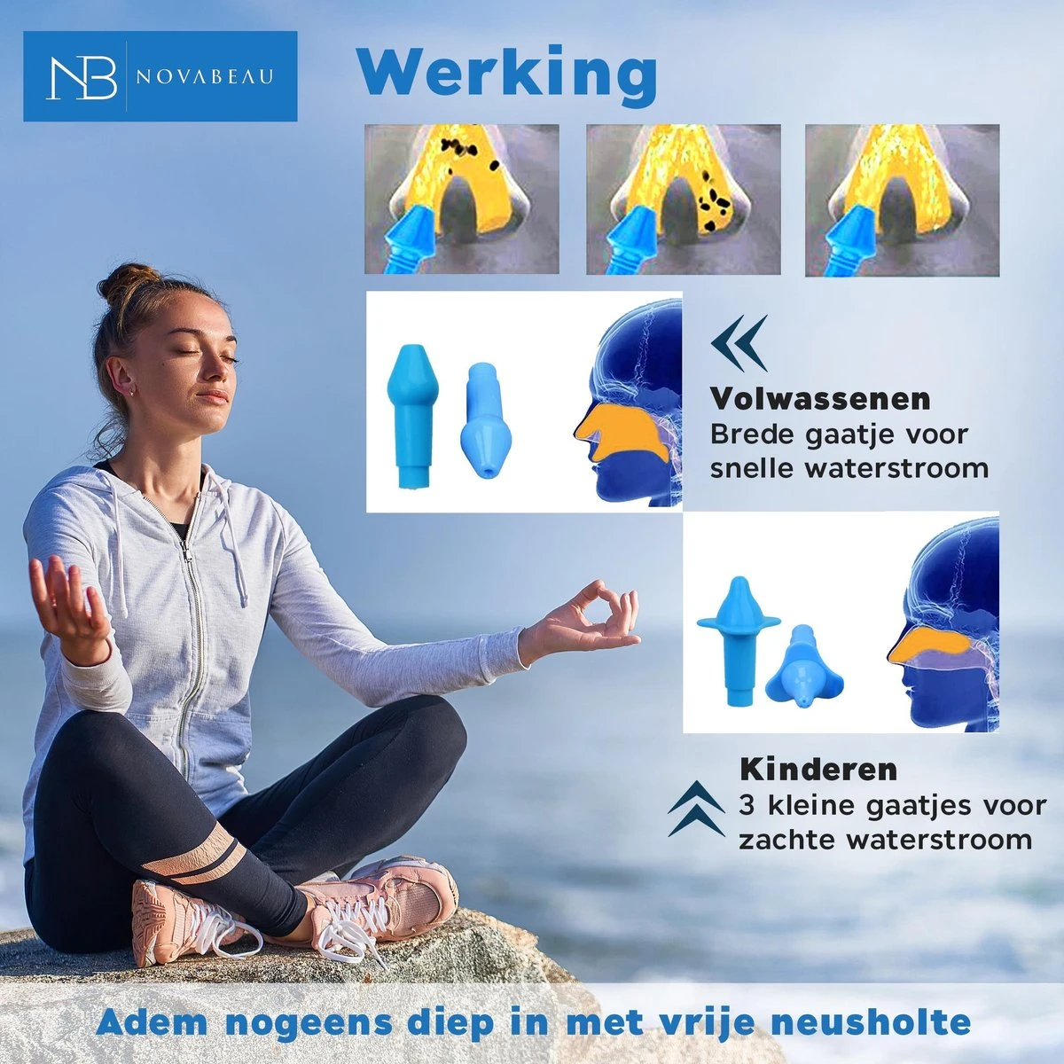 Novabeau Neusdouche Met 15 Extra Zoutzakjes En Neusspray - Neusspoeler Van 300 Ml Voor Hooikoorts En Verstopte Neus – Neusreiniger Voor Volwassenen En Kinderen – Neuspomp – Neti Pot 8 Novabeau Neusdouche Met 15 Extra Zoutzakjes En Neusspray - Neusspoeler Van 300 Ml Voor Hooikoorts En Verstopte Neus – Neusreiniger Voor Volwassenen En Kinderen – Neuspomp – Neti Pot - Afbeelding 6