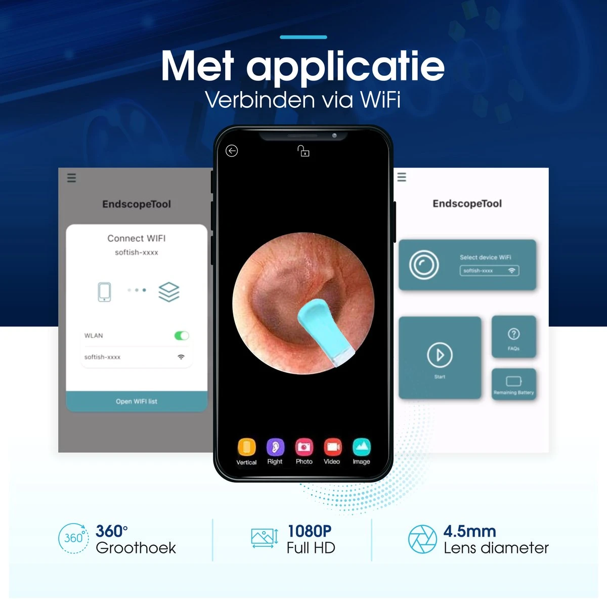Oorsmeer Verwijderaar - Oorreiniger - Met Camera - Verbind Via WiFi - Wit 8 Oorsmeer Verwijderaar - Oorreiniger - Met Camera - Verbind Via WiFi - Wit - Afbeelding 6