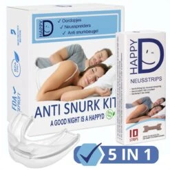 HappyD COMPLEET Anti Snurk Pakket Met Snurkbeugel – Anti Snurk Beugel – Neusstrips – Neusspreiders – Snurken Stoppen Producten