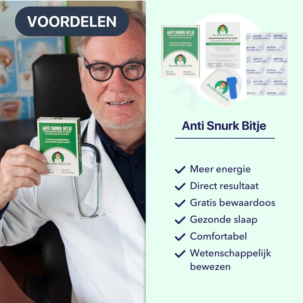 Anti Snurk Beugel Incl. Reinigingstabletten Bitje Antisnurk Snurken - Snurk Producten - Strips - Neusspreider - AntiSnurkDr® 4 Anti Snurk Beugel Incl. Reinigingstabletten Bitje Antisnurk Snurken - Snurk Producten - Strips - Neusspreider - AntiSnurkDr® - Afbeelding 2