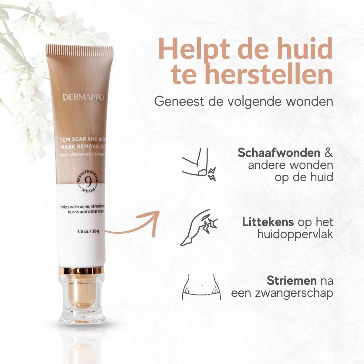 Dermapro Littekencrème 2 Pack- Vermindert Zichtbaarheid Van Littekens – Acné En Striae Littekens - Herstelt De Huid - Litteken Crème Tube 30ml 8 Dermapro Littekencrème 2 Pack- Vermindert Zichtbaarheid Van Littekens – Acné En Striae Littekens - Herstelt De Huid - Litteken Crème Tube 30ml - Afbeelding 6
