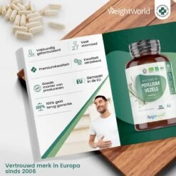 WeightWorld Biologische Psyllium Husk Vezel Capsules - 1400mg - 180 Capsules -Zelfzorg Winkel 1200x1200 637