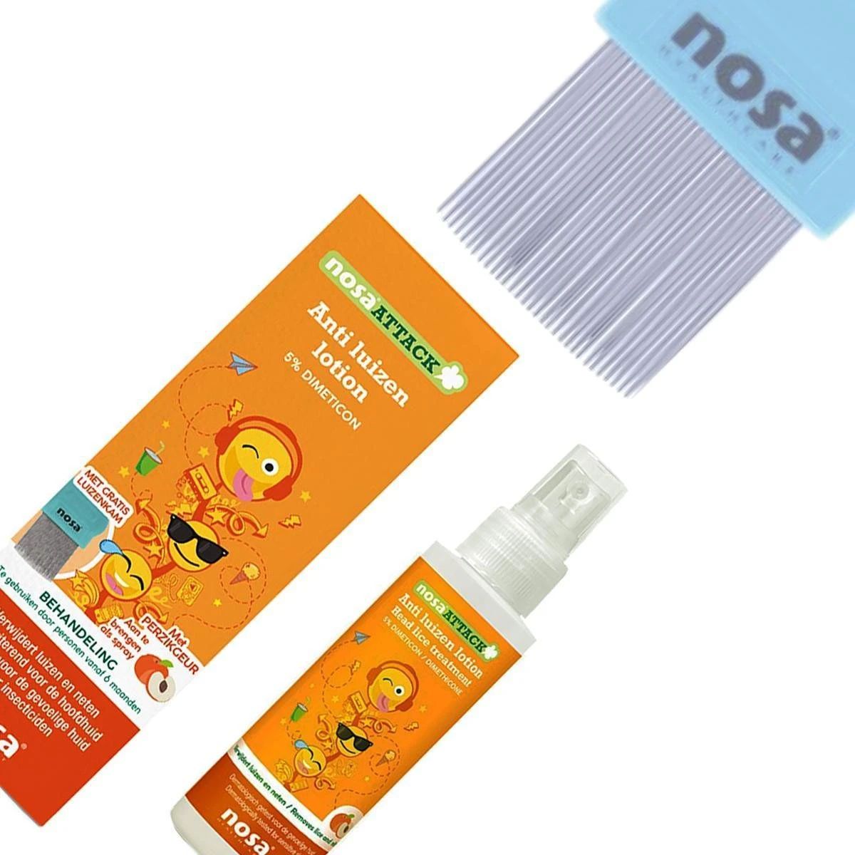 NosaAttack Anti-Luizen Lotion & NosaProtect Tea Tree Spray Met Perzikgeur 4 NosaAttack Anti-Luizen Lotion & NosaProtect Tea Tree Spray Met Perzikgeur - Afbeelding 2