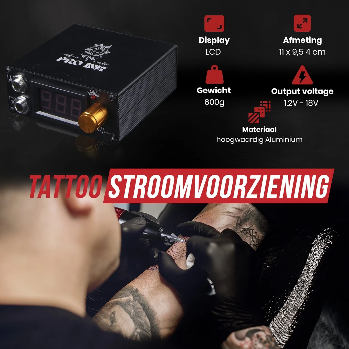PRO INK® Professionele Tattoo Machine Met 20 Naalden – Compleet Tatoeage Starters Set - Tattoo Pen - Rotary Tattoo Machine - Zwart/Rood 7 PRO INK® Professionele Tattoo Machine Met 20 Naalden – Compleet Tatoeage Starters Set - Tattoo Pen - Rotary Tattoo Machine - Zwart/Rood - Afbeelding 5