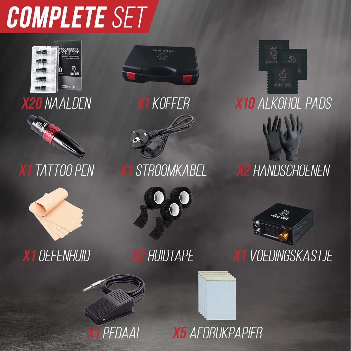 PRO INK® Professionele Tattoo Machine Met 20 Naalden – Compleet Tatoeage Starters Set - Tattoo Pen - Rotary Tattoo Machine - Zwart/Rood 9 PRO INK® Professionele Tattoo Machine Met 20 Naalden – Compleet Tatoeage Starters Set - Tattoo Pen - Rotary Tattoo Machine - Zwart/Rood - Afbeelding 7