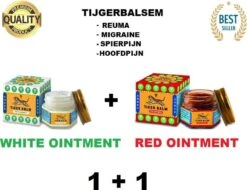 Tijgerbalsem - (ROOD + WIT) 19 Gram - Spierbalsem - Tijgerbalm - Spierpijn - Migraine - Pijnverlichting - Warmtepleister - Hoofdpijn - Warmte - Pain Relief Patch - Warmte Pleisters - Paardenbalsem - Voltaren - Detox Voepleister - Heat Pad