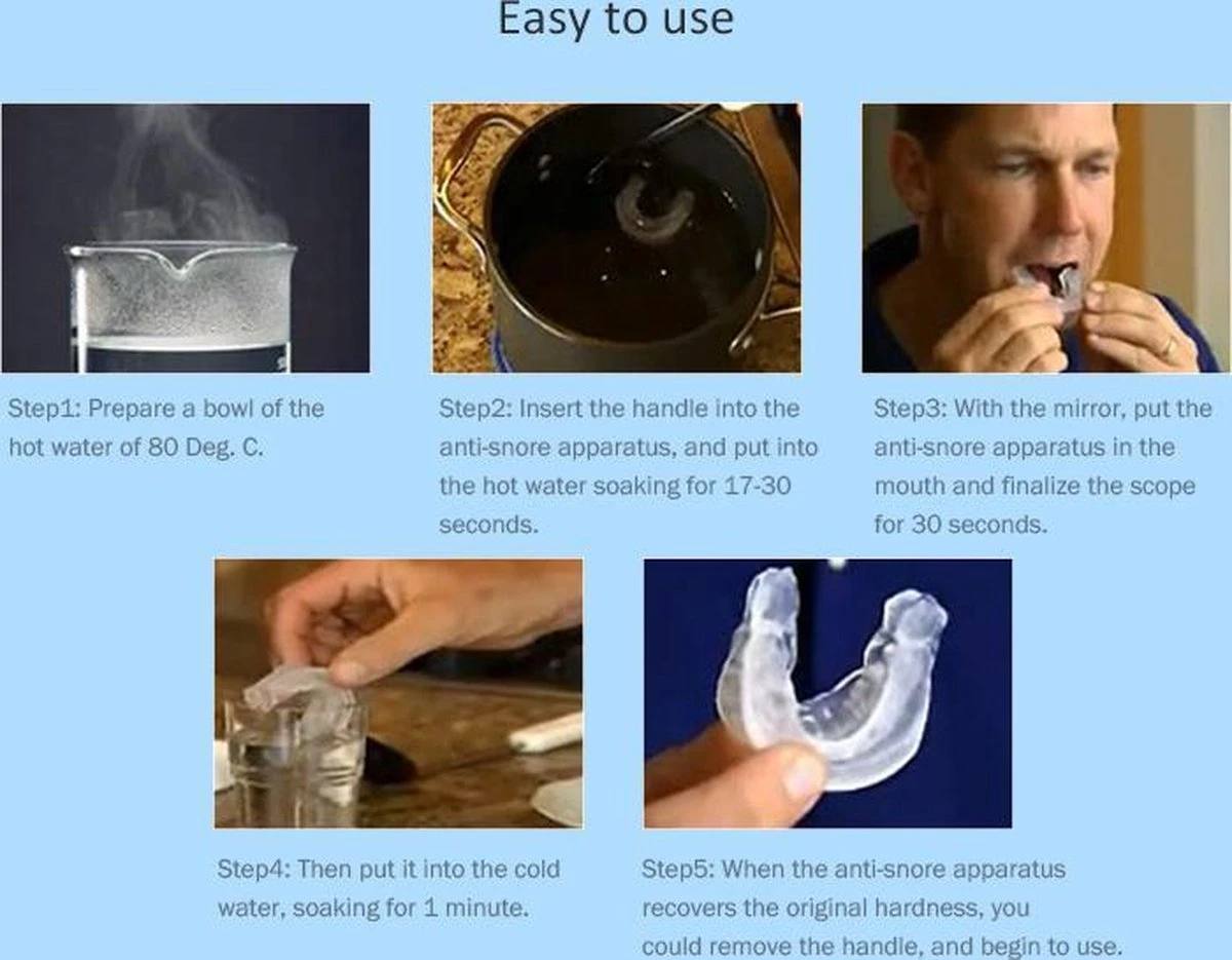 Anti Snurk Beugel Dubbelzijdig - Snurk Bit - Stop Met Snurken - Comfortabel Past Zich Aan Je Gebit - Met Opbergdoos 5 Anti Snurk Beugel Dubbelzijdig - Snurk Bit - Stop Met Snurken - Comfortabel Past Zich Aan Je Gebit - Met Opbergdoos - Afbeelding 3