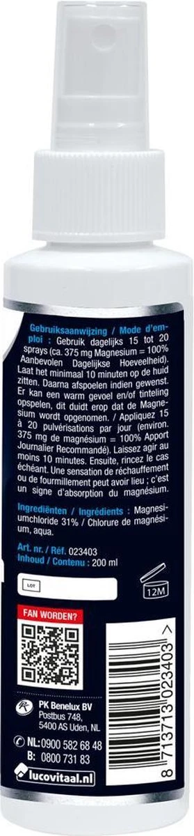 Lucovitaal - Magnesium Spierolie Spray - 200 Milliliter - Spierolie 7 Lucovitaal - Magnesium Spierolie Spray - 200 Milliliter - Spierolie - Afbeelding 5