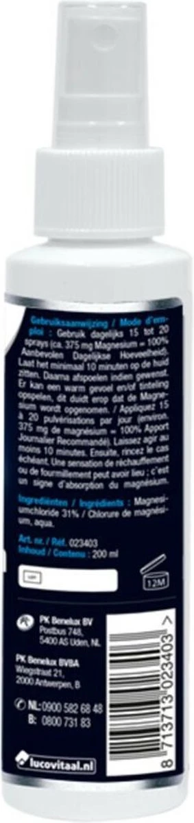 Lucovitaal - Magnesium Spierolie Spray - 200 Milliliter - Spierolie 4 Lucovitaal - Magnesium Spierolie Spray - 200 Milliliter - Spierolie - Afbeelding 2