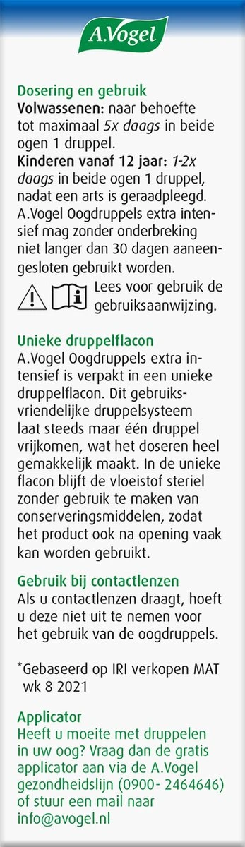 A.Vogel Oogdruppels Extra Intensief Druppels - Bij Zeer Droge Ogen, Extra Bevochtiging. - 10 Ml 7 A.Vogel Oogdruppels Extra Intensief Druppels - Bij Zeer Droge Ogen, Extra Bevochtiging. - 10 Ml - Afbeelding 5