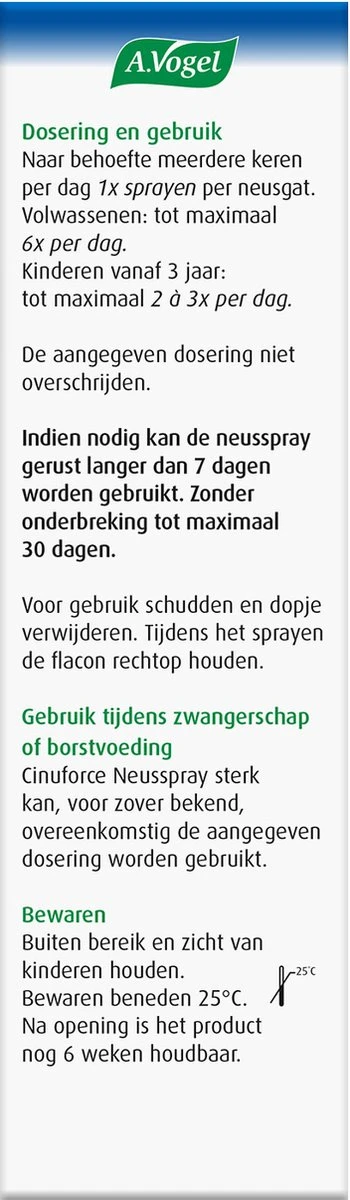 A.Vogel Cinuforce Sterk Neusspray - Bij Neusverkoudheid En Een Verstopte Neus. Opent De Verstopte Neus In 2 Minuten* - 20 Ml 7 A.Vogel Cinuforce Sterk Neusspray - Bij Neusverkoudheid En Een Verstopte Neus. Opent De Verstopte Neus In 2 Minuten* - 20 Ml - Afbeelding 5