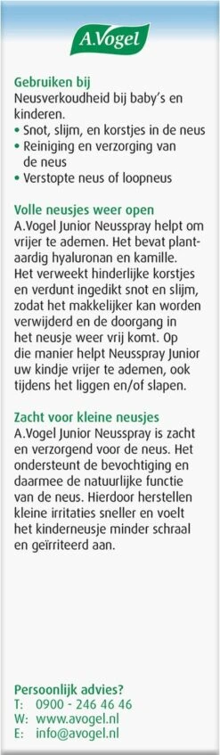 A.Vogel Junior Neusspray - Bij Verstopte Neus. Verdunt Ingedikt Slijm, Verweekt Korstjes. - 15 Ml