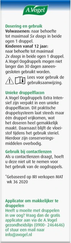 A.Vogel Oogdruppels Extra Intensief Druppels - Bij Zeer Droge Ogen, Extra Bevochtiging. - 10 Ml 19 A.Vogel Oogdruppels Extra Intensief Druppels - Bij Zeer Droge Ogen, Extra Bevochtiging. - 10 Ml -Zelfzorg Winkel 352x1200