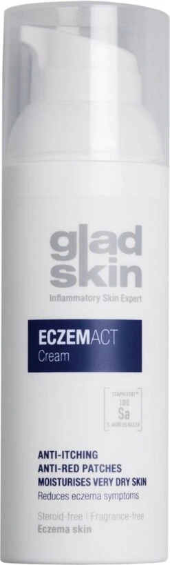 Gladskin ECZEMACT Cream 15ml - Klinisch Bewezen Effectief Tegen Jeuk , Roodheid En Schilfers - Hydrateert Extreem Droge Huid - Met Staphefekt™