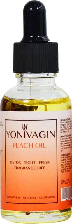 YoniVagin – Yoni Olie – Antibacterieel – Ontstekingsremmend – Detox – PH Neutraal – Frisse Geur – Vaginale Gezondheid – Tegen Infecties/irritaties – Perzik