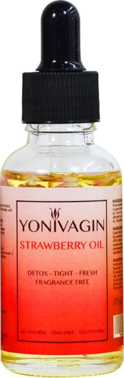 YoniVagin – Yoni Olie – Antibacterieel – Ontstekingsremmend – Detox – PH Neutraal – Frisse Geur – Vaginale Gezondheid – Tegen Infecties/irritaties – Aardbei