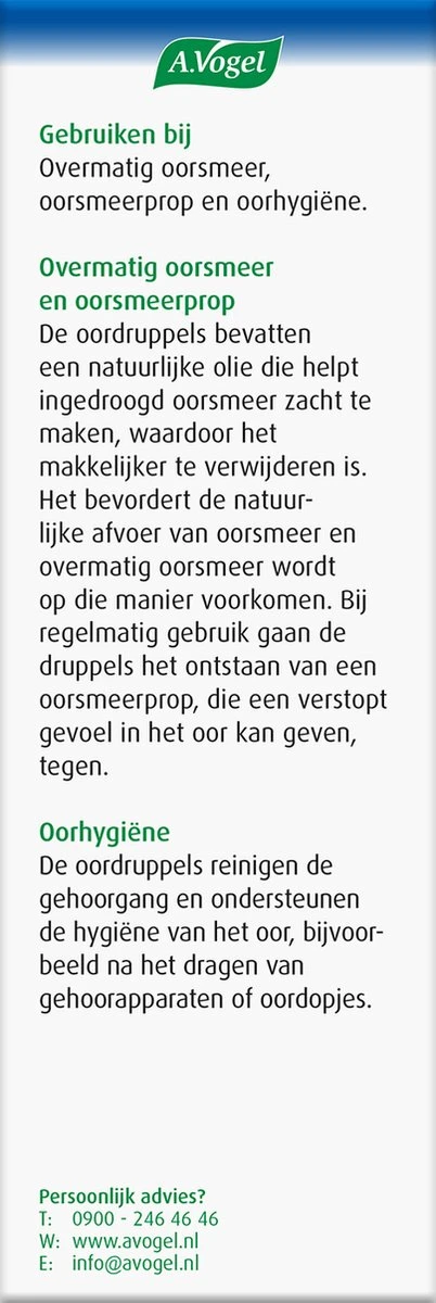 A.Vogel Oordruppels Oorsmeer Druppels - Overmatig Oorsmeer, Oorsmeerprop, Oorhygiëne. - 20 Ml 7 A.Vogel Oordruppels Oorsmeer Druppels - Overmatig Oorsmeer, Oorsmeerprop, Oorhygiëne. - 20 Ml - Afbeelding 5
