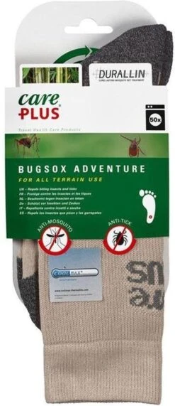 Care Plus Bugsox Adventure Khaki Maat 41-43 - Sokken- Geïmpregneerd - Anti-insect
