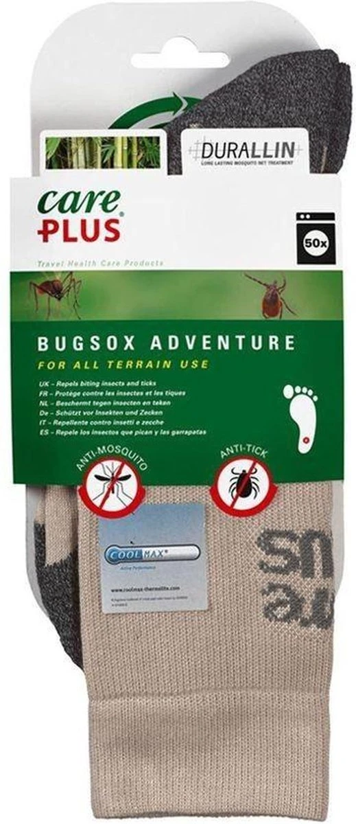 Care Plus Bugsox Adventure Khaki Maat 41-43 - Sokken- Geïmpregneerd - Anti-insect 3 Care Plus Bugsox Adventure Khaki Maat 41-43 - Sokken- Geïmpregneerd - Anti-insect