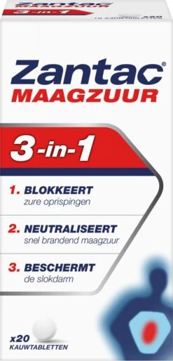 Zantac Maagzuur 3-in-1 – Maagzuurremmer - 20 Kauwtabletten -Zelfzorg Winkel 577x1200 2