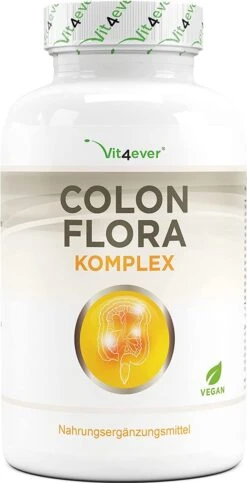 Colon Flora - 180 Natuurlijke Colon Capsules Met Psyllium Husk, Melkzuurbacteriën (acidophilus), Glucomannaan, Vitamine C, Calcium, Inuline - Veganistisch - Vit4ever