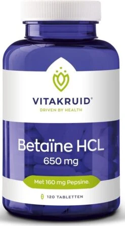 VitaKruid Betaïne HCL 650 Mg - 120 Tabletten -Zelfzorg Winkel 665x1200 1