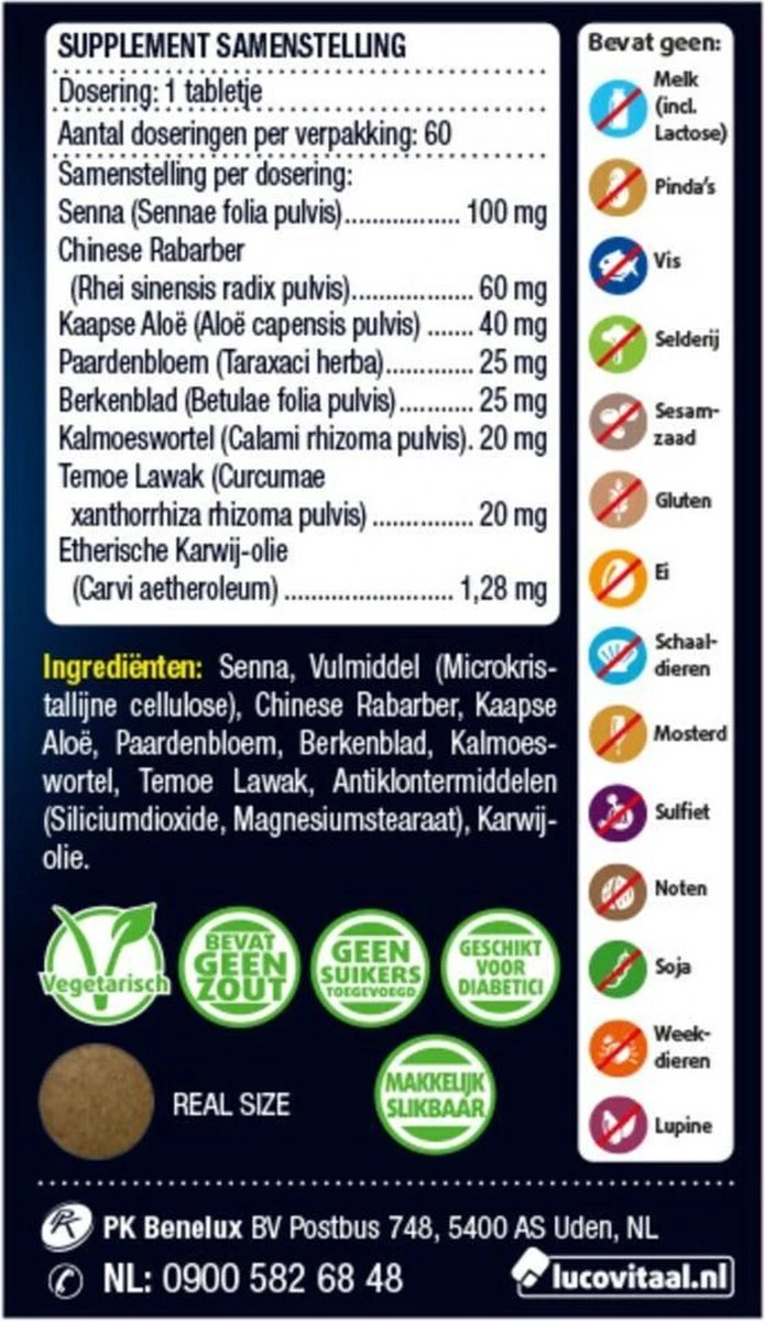 Lucovitaal Stoelgang Met Senna 60 Tabletten 4 Lucovitaal Stoelgang Met Senna 60 Tabletten - Afbeelding 2