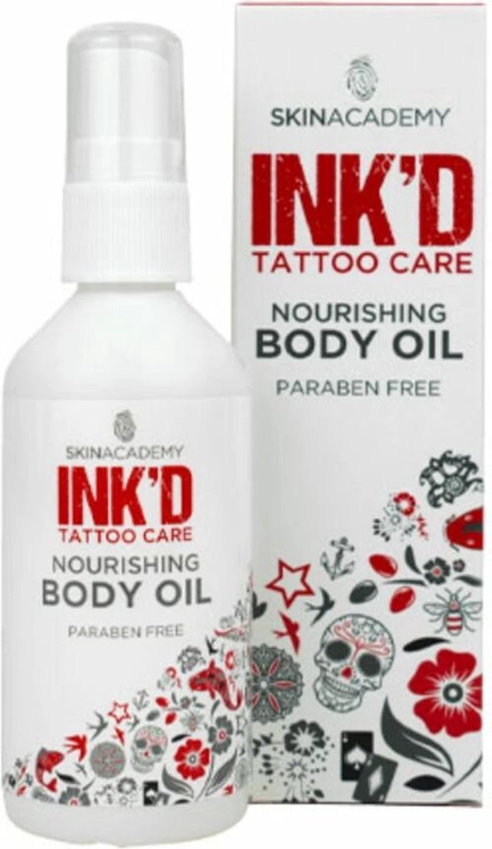 Skin Academy INK'D Tattoo Care Body Oil 75ml- Huidverzorging - Tattoo Verzorging - Verzachtende Olie 4 Skin Academy INK'D Tattoo Care Body Oil 75ml- Huidverzorging - Tattoo Verzorging - Verzachtende Olie - Afbeelding 3