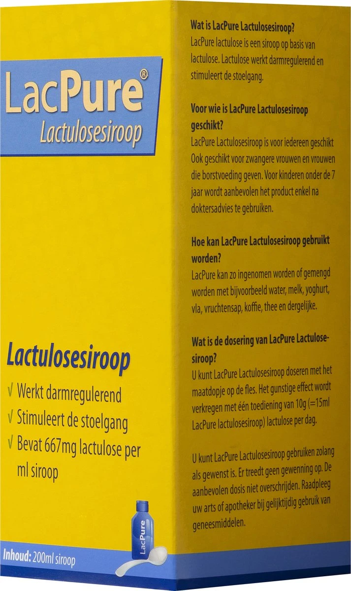 LacPure Lactulosesiroop - Supplement - Stimuleert De Stoelgang - 200 Ml 4 LacPure Lactulosesiroop - Supplement - Stimuleert De Stoelgang - 200 Ml - Afbeelding 2