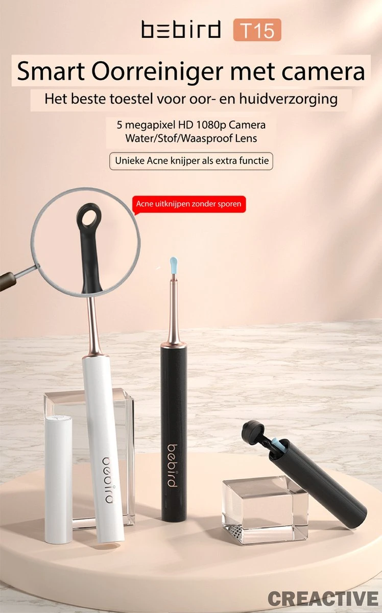 Creactive® - BeBird® T15 - Oorreiniger Otoscoop Oorsmeer En Acne Verwijderaar - Oorreiniging Met Camera, Lamp En App Op Smartphone - Veilig, Comfortabel, Makkelijk En Zuiver - Oorspuit Spiraalvormig 7 Creactive® - BeBird® T15 - Oorreiniger Otoscoop Oorsmeer En Acne Verwijderaar - Oorreiniging Met Camera, Lamp En App Op Smartphone - Veilig, Comfortabel, Makkelijk En Zuiver - Oorspuit Spiraalvormig - Afbeelding 5