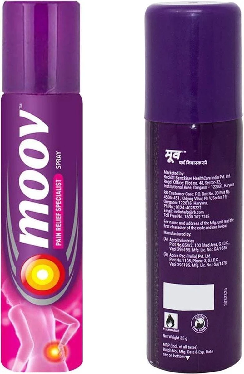 Moov Pijn Verlichtende Spray - 100% Ayurvedisch - 80 Gram - Moov Pain Relief Spray - Helpt Spieren Ontspannen - 80 G 4 Moov Pijn Verlichtende Spray - 100% Ayurvedisch - 80 Gram - Moov Pain Relief Spray - Helpt Spieren Ontspannen - 80 G - Afbeelding 2